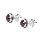 Garnet Stone Stud Post Earrings, 925 Sterling Silver Gemstone Earring 6 MM Round Girl Women Gift