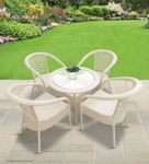 KLODOR Premium Designer Garden/Balcony/Terrace/Coffee/Poolside Patio Wicker Seating Chair and Table Set Outdoor Furniture (D-8 OFFWHITE, 4+1)