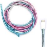 Redclip Metallic Finish Cable Spiral Protector/Wire Repair/Pet Cord Protector/Headphone Saver, 1.5 Meters (2 Pcs), Cable Wrap/Cover for Mac Charging Cable, USB Tube, Earphone (Silver-Pink-Blue)