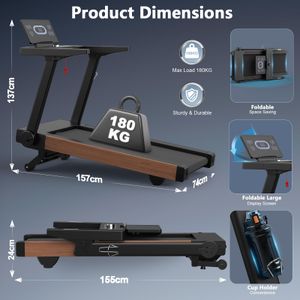 Cowmew Folding Treadmill 7HP – 180kg Capacity, Compact Home Fitness