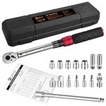 Lytool 3/8'' Torque Wrench 10-100 Nm Drive Click Torque Wrench Set Dual-Direction Adjustable 72-Tooth for Bike Motorcycle Car Maintenance, with Deep Sockets Torx Bits Adapter