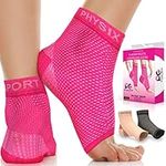 Physix Gear Plantar Fasciitis Support Compression Ankle Socks for Men & Women - Best Toeless Arch Compression Foot Sleeve for Achilles Support, Heel Spurs, Arch, Foot & Ankle Swelling (Pink, L/XL)