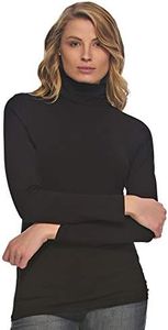 Felina | Long Sleeve Cotton Modal Turtleneck | Base Layer (Black, Medium)