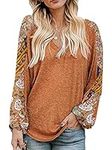 Beyove Loose Fitting Cotton Tops Elegant Blouses for Women Cute Puff Sleeve Shirt Brown