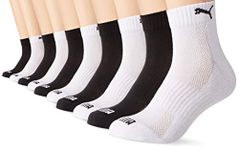 PUMA Unisex Puma Unisex Cushioned Quarter (5 Pack) Socks, Black White, 2.5-5 UK