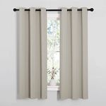 NICETOWN Kitchen Curtains, Short Curtains for Bedroom Windows, Thermal Insulated Room Darkening Curtain Panels for Girls Room, Cafe (Natural, 34" W by 63" L, 1 Pair)