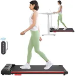 UREVO Under Desk Treadmill for Home/Office, 2 in 1 Portable Walking Treadmill with Remote Control, LED Display, Knee-Protective, No-Assembly