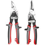 AIRAJ Tin Snips 2-Piece Set-Heavy Duty Tin Snips-Straight and Right Cut-Cutting Tool for Metal-Chrome Forged Steel-Double Pivot Action Straight and Right Cutting Tin Snips-Ergonomic Handle