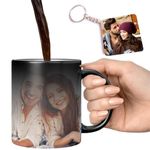 Giftsonn Personalized Black Magic Mug With 1 Wooden Keychain Customized Mug And Photo Mug Valentine Day,Birthday,Anniversary, Mothers'S Day, Father'S Day,Raakhi (Magic Mug), 330 Ml