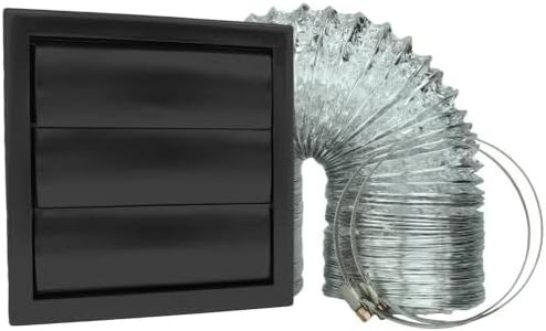 VENTS Cooker Hood Duct Vent Kit, 150mm (6-inch) Diameter. Black Louvered Grille, 2 Jubilee Clips, 3 Meters Semi-Rigid Metal Aluminium Ducting