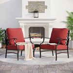 SUNSHINE VALLEY Metal Patio Chairs Set of 2 with 5.75" Extra Thick Cushion, 2 Pieces High Back Outdoor Patio Chairs All Weather Outdoor Furniture Seating for Deck Backyard Balcony Front Porch, Red