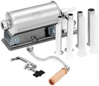 MZTOGR Sausage Stuffer - Stainless Steel Homemade Manual Sausage Maker Horizontal Meat Filling Kitchen Machine, Packed 8 Stuffing Tubes (2.5LBS)