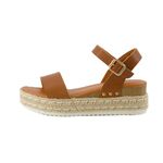 CUSHIONAIRE Women's Melissa Espadrille Platform Wedge Sandal, Tan, 8.5