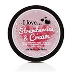 I Love Strawberries & Cream Body Butter, Made With 87% Naturally Derived Ingredients Including Shea Butter & Coconut Oil For Soft & Hydrated Skin, Contains Natural Fruit Extracts 200ml