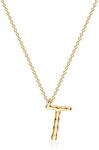 MEVECCO Gold Dainty Initial Necklace 18K Gold Plated Large Big Letters Pendant Necklace Hammered Script Name Monogram Necklaces Personalized Alphabet Letter Pendant for Women, Metal, Cubic Zirconia