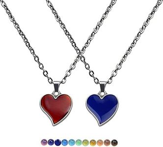 ALHWXCH2 2 Pcs Émotion Sentiment Collier Coeur D'humeur Changement de Couleur Humeur Pendentif D'émotion pour Femmes Hommes Anniversaire Cadeaux Bijoux