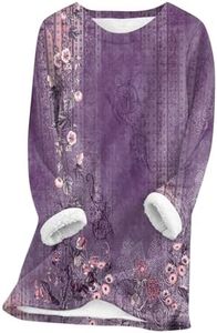 UDAUDU Henley Sweatshirts For Women Fleeze Warm Sherpa Lined Fleece Crewneck Long Sleeve Tunic Thermal Sport Sweatshirt Pullover Loungewear 2025 Purples Xl