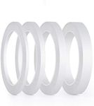 FEPITO 4 Rolls Double Sided Tape Strong Adhesive Sewing Tape for Craft Class Office, 25 Meters each roll (Width: 6mm/ 9mm/ 12mm/ 15mm)