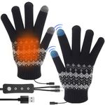 NAVESO USB Heated Gloves for Women Men, Heating Gloves mit 3 Temperaturdesigns, Winter Warm Washable Touchscreen Heated Gloves for Laptop, Phone, Tablet, Winter Gift for Men Women