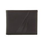 Nautica Men's RFID Data Protection Genuine Leather Bifold Wallet Passcase, brown