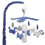 Blublu Park Baby Cot Mobile, Musical Infant Hanging Mobile Crib Toys Rotating Nursery Decor for Newborn Boys Girls, Digital Music Box with 12 lullabies (Blue)