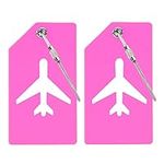 2 Pack Suitcase Tags, Silicone Luggage Tags with Name ID Card, Bright Color Baggage Tags to Quickly Spot Travel Bag Suitcase (Pink)