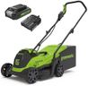 Greenworks 24V Cordless Lawnmower with Brushless Motor for Smaller Lawns up to 140m², 33cm Cutting Width, 30L Bag PLUS 24V 2Ah Battery & Charger, 3 Year Guarantee-GD24LM33K2