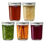 Ginoya Brothers Wide Mouth Glass Mason Jars With Lids For Kitchen Storage - 250 Ml (5) - Clear