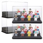 4PCS Minifigures Display Case for Action Figures Blocks Collectibles, Clear Acrylic Display Box for Lego Lovers, Dustproof Building Block Display Storage Case for Lego Figure Toys Collection, Black