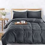 MOONLIGHT20015 King Duvet Cover - Charcoal Solid Soft King Bedding Duvet Cover Set with 2 Matching Pillowcases