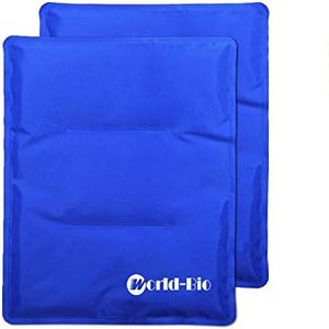 WORLD-BIO Large Gel Ice Pack for Injuries Reusable, 2 Packs Hot & Cold Therapy Pad for Shoulder, Back, Knee, Leg, Thigh, Soothing Pain from Bruises & Sprains, Muscle Aches, Stiff Joint, 11" x 14" Blue