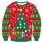 Cozople Ugly Christmas Sweater for Men's Womens Light-up Christmas Tree Graphic Long Sleeve Novelty Knitted Pullover for Xmas Party Pub