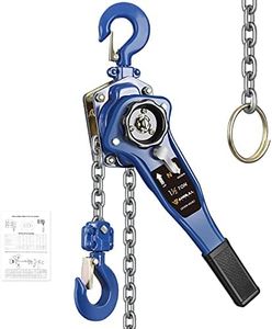 ANBULL Lever Chain Hoist, 3300LBS 10FT 1-1/2 Ton 3M Manual Ratchet Chain Puller Hoist w/G80 Galvanized Chain & Portable Hooks for Building Garages Warehouse Automotive Machinery