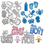 VINFUTUR 11pcs Boy Girl Cutting Dies Baby Shower Metal Embossing Stencil It’s a Boy/Girl Dies DIY Scrapbooking Cards Cutting Dies for Card Making