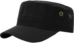 XYIYI Black Unisex Cadet Army Cap Basic Everyday Cotton Military Style Hat Flat Top Cap