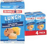 Bumble Bee Lunch On The Run Tuna Salad with Crackers Kit, 8.2 oz (Pack of 4) - Ready to Eat, Includes Crackers, Cookie & Peaches - Wild Caught Tuna - Shelf Stable & Convenient Source of Protein