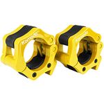 KOMODO Olympic Barbell Collars 2 inch / 50mm Dumbell Bar Clamps Weight Lifting Quick Release Lock Gym Fitness Pair (Yellow)