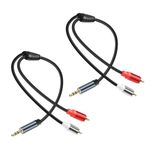 JSADZKJ 3.5mm to 2 RCA Adapter Audio Cable TRS 1/8 to 2 RCA Stereo Audio Y Splitter Cable 3.5mm Jack Male to 2 RCA Male Audio Cable for Tablet Laptop Smartphone Headset 0.3m/0.98ft(3.5 Male)