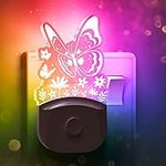 Butterfly Night Light for Kids, LOHAS Plug in Night Light, LED Night Light Dusk to Dawn Sensor, RGB + Warm White, 3 Lighting Modes, Gifts for Girls, Kids, Room Decor