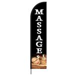 Above All Advertising Massage Feather Flag Sign, Outdoor Business Advertising Swooper Flag Banner - Pre Printed Entrance Feather Flag Stake Pole Kit Hardware, 15ft