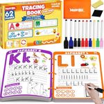 Preschool Learning Activities Educational Workbook, 62 Reusable Pages Pre Kindergarten Workbooks, Number Letter Tracing Books for Kids, Autism Learning Materials, ABC Busy Book for Kids Ages 3-7