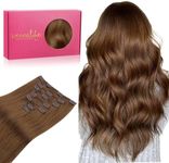 WENNALIFE Clip in Hair Extensions Human Hair 16 Inch 120g 7pcs Light Auburn Brown Hair Extensions Clip in for Women Real Human Hair Double Weft Rallonge Cheveux Humain Extension Real Hair Extensions