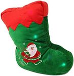 Tache Christmas Lights Stocking Pillow - Cute Indoor Couch Sofa Decorative Green Squishy Santa Stocking Microbead LED Throw Toss Pillow