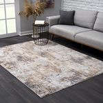 Rug Branch Vogue 5' x 7' (5'3" X 7'7") Abstract Indoor Area Rug, Contemporary, Grey Beige - Living Room, Bedroom, Dining Room, and Kitchen