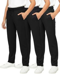 3 Pack Boy's Mesh Open Bottom Sweatpants Athletic Track Pants Teens Kids