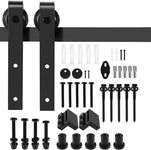 8 FT Black Barn Door Hardware Kit, Dulcii Heavy Duty Steel Slide Sliding Track Rail Hanger Roller 240cm Roller Door Hardware