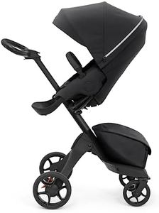 Stokke Xplory X, Noir - Poussette de luxe - Réglable pour le confort de bébé et des parents - Rembourrage, harnais et fermeture éclair réfléchissante pour plus de sécurité - Se plie en un tournemain