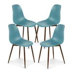 POLY & BARK EM-374-TER-WAL-X4 Landon Sculpted Dining Chair, Set of 4, Mod Teal
