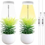 Plant Grow Light 2Pack, LED Growing Lamp Full Spectrum for Indoor Plant, Height Adjustable Plant Light with Auto On/Off Timer 3/9/12H,4 Dimmable Brightness, Ideal for Small Plant, White