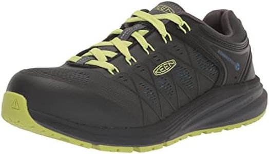 KEEN Utility Men's Vista Energy Low Height Sneakers Composite Toe Industrial Work Shoes, Magnet/Green Glow, 10 Wide